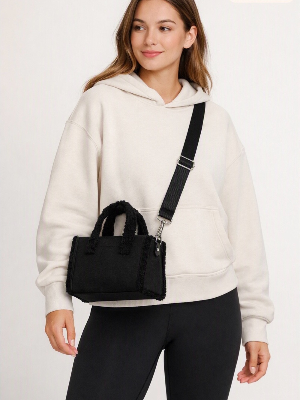 lululemon Boxy Tote MINI Black Sherpa-Trim Faux 4.5L NWT Limited Edition 🔥🔥